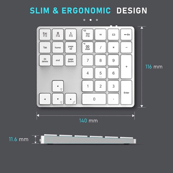 Bluetooth Backlit Numeric Keypad Wireless - Picture 5 of 7
